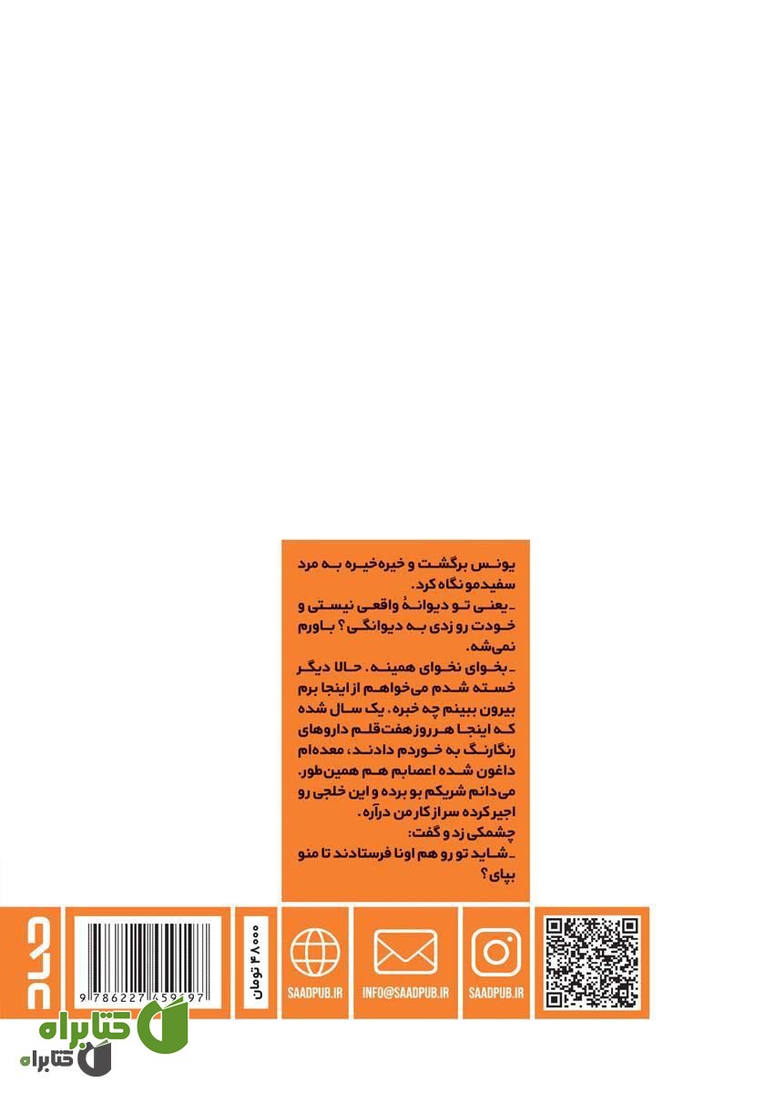 پشت جلد کتاب ماه عسل در تیمارستان