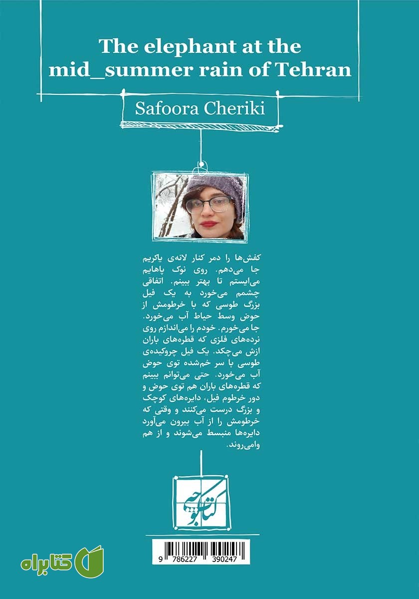 پشت جلد کتاب فیل در میانه باران تابستان تهران