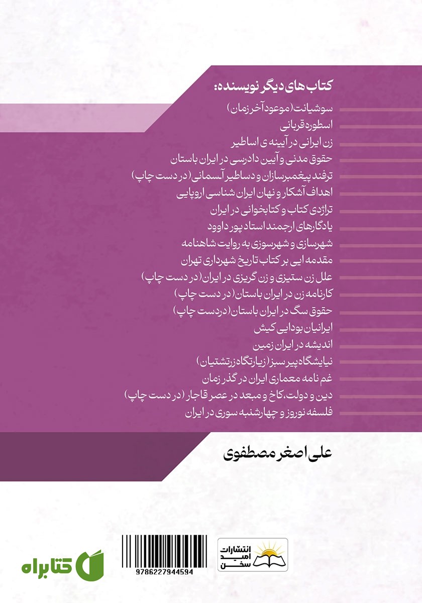 پشت جلد کتاب فلسفه‌ نوروز و چهارشنبه‌سوری در ایران