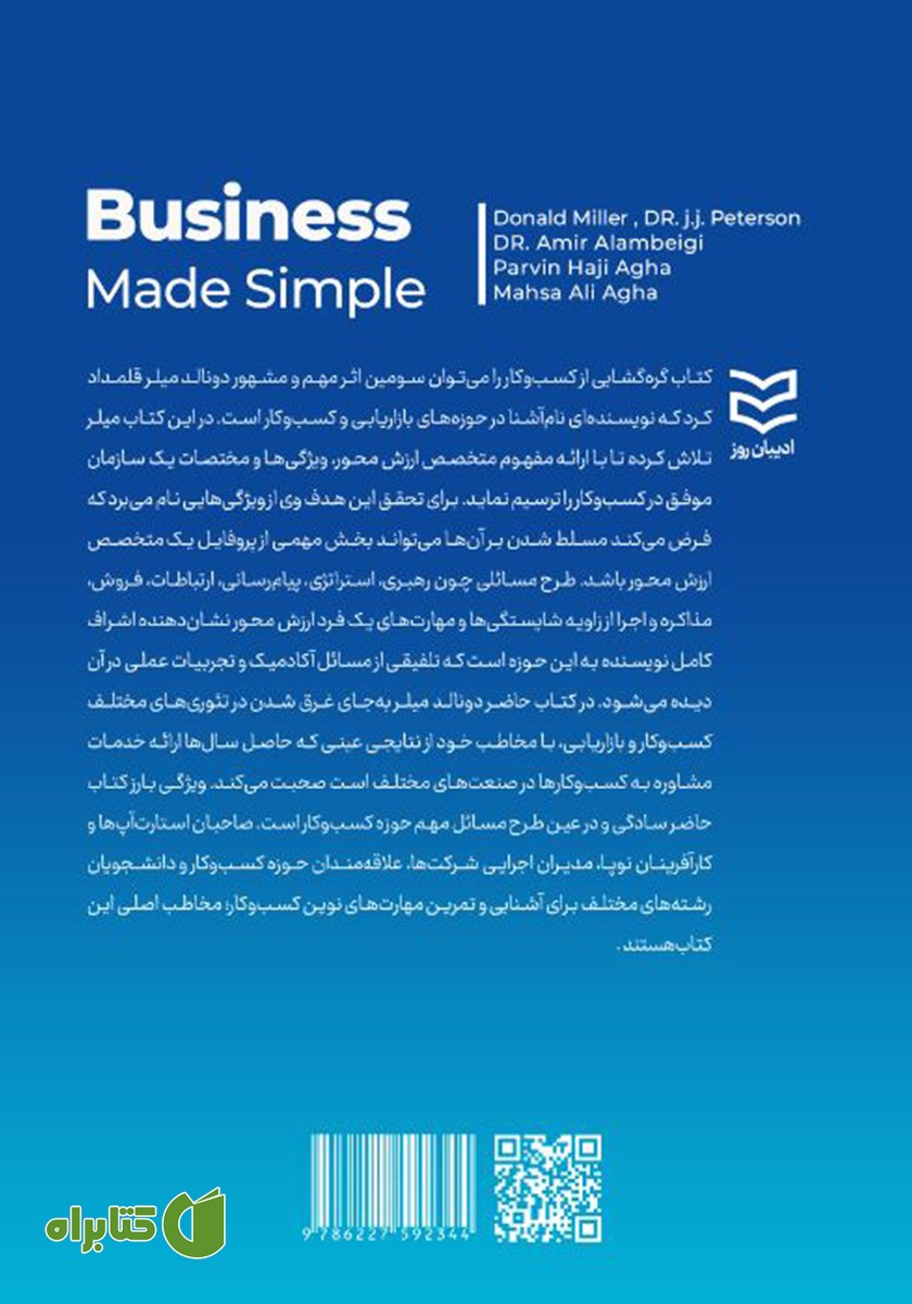 پشت جلد کتاب گره گشایی از کسب و کار