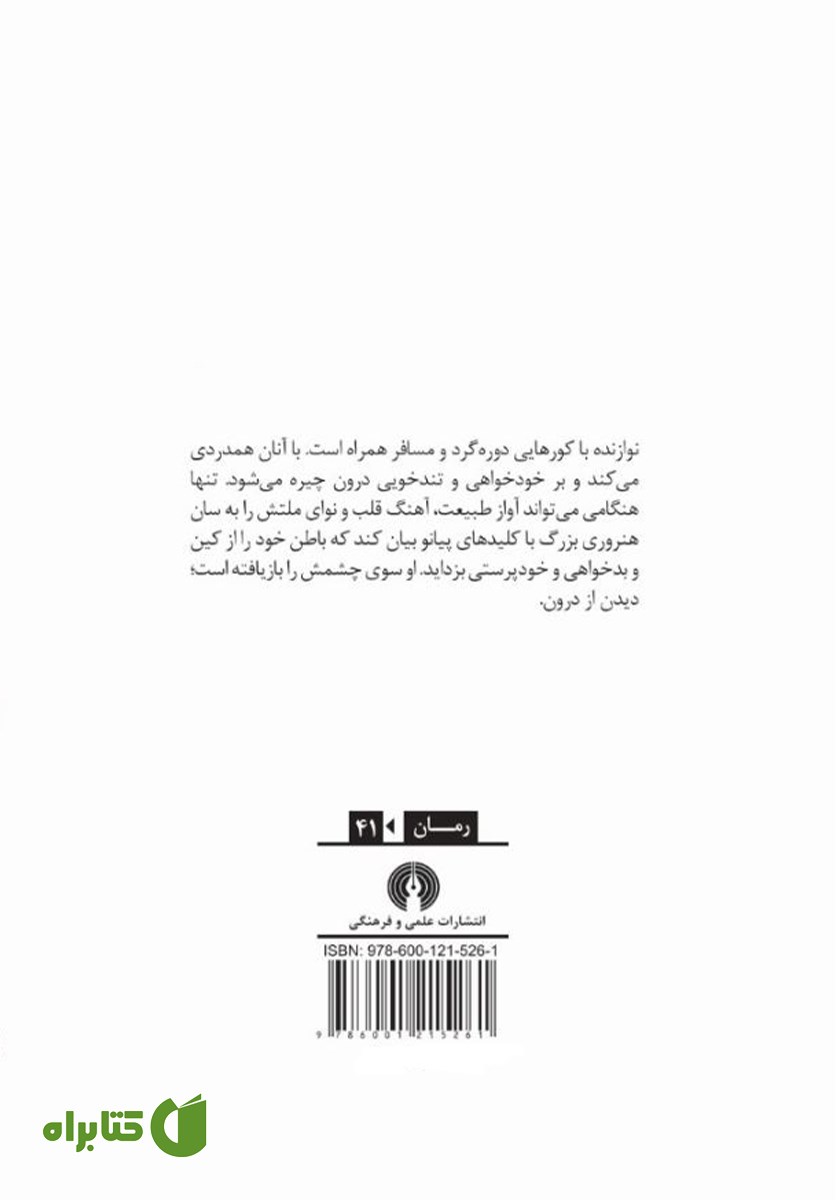 پشت جلد کتاب نوازنده نابینا