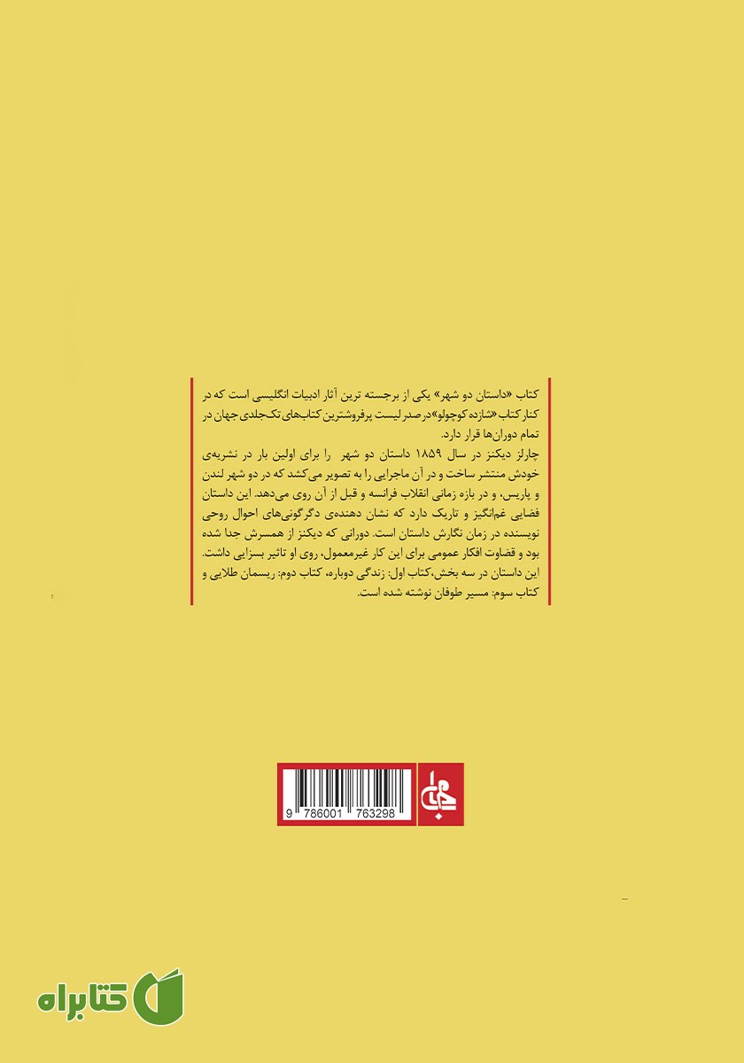پشت جلد کتاب داستان دو شهر