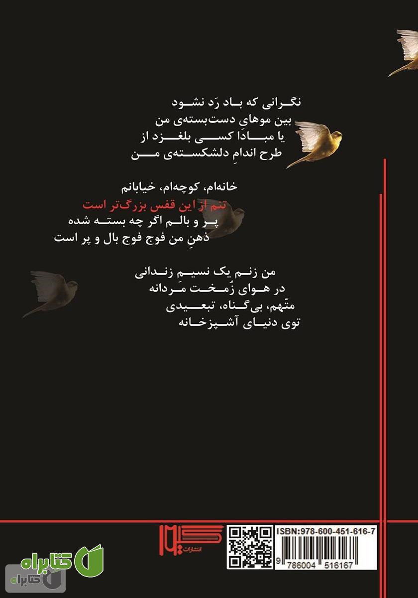 پشت جلد کتاب تنم از این قفس بزرگتر است