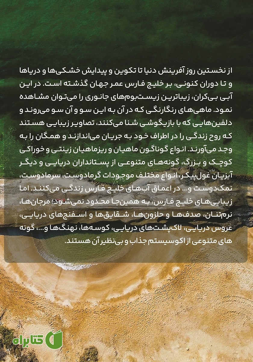 پشت جلد کتاب دنیای زیر آب‌های خلیج نیلگون فارس