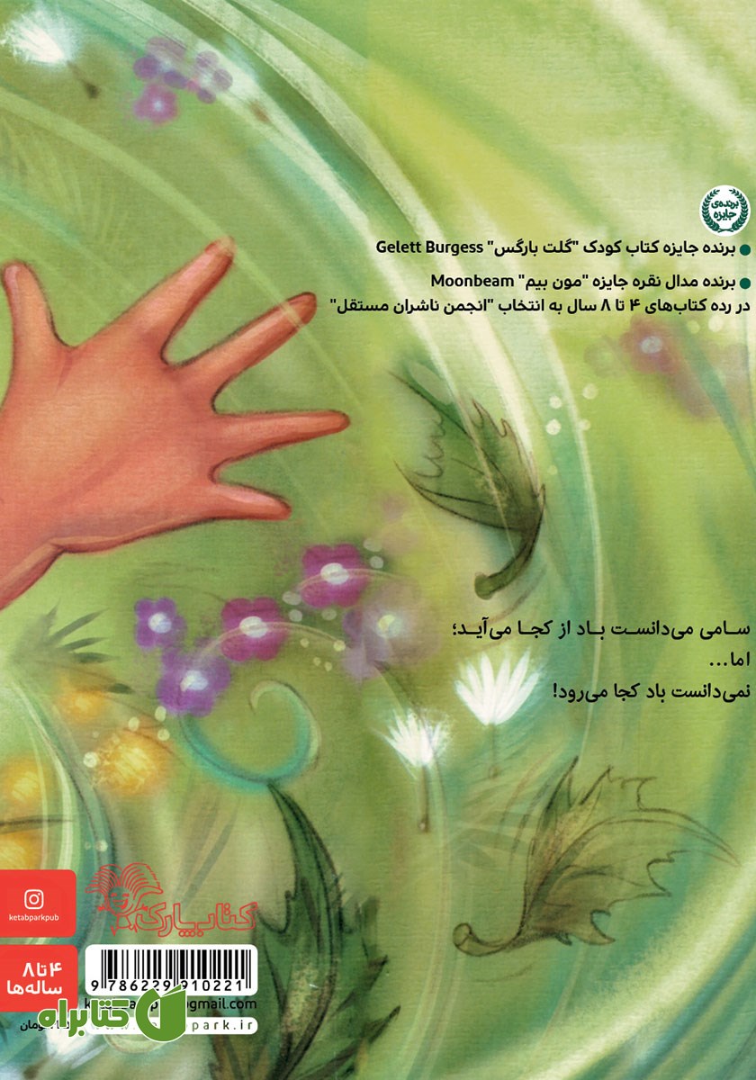 پشت جلد کتاب پسری که به دنبال باد رفت