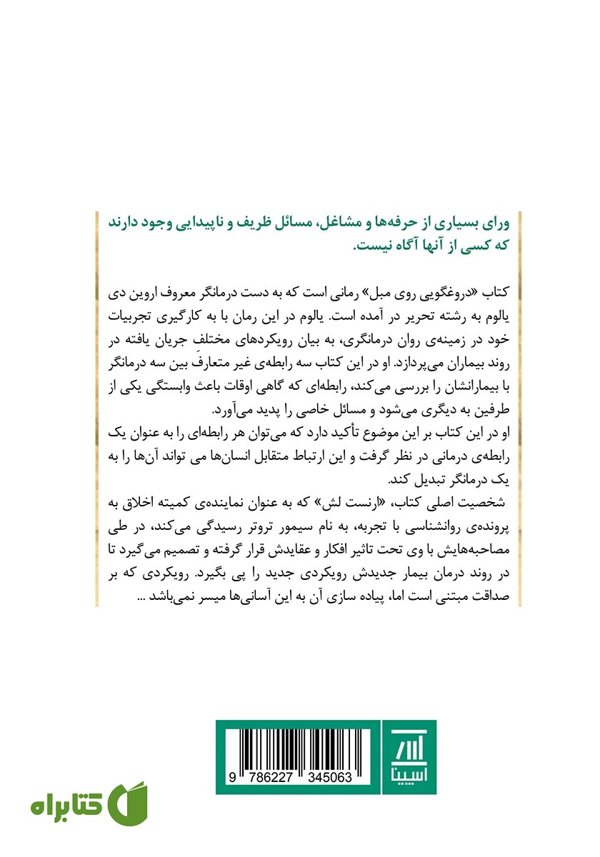 پشت جلد کتاب دروغگویی روی مبل