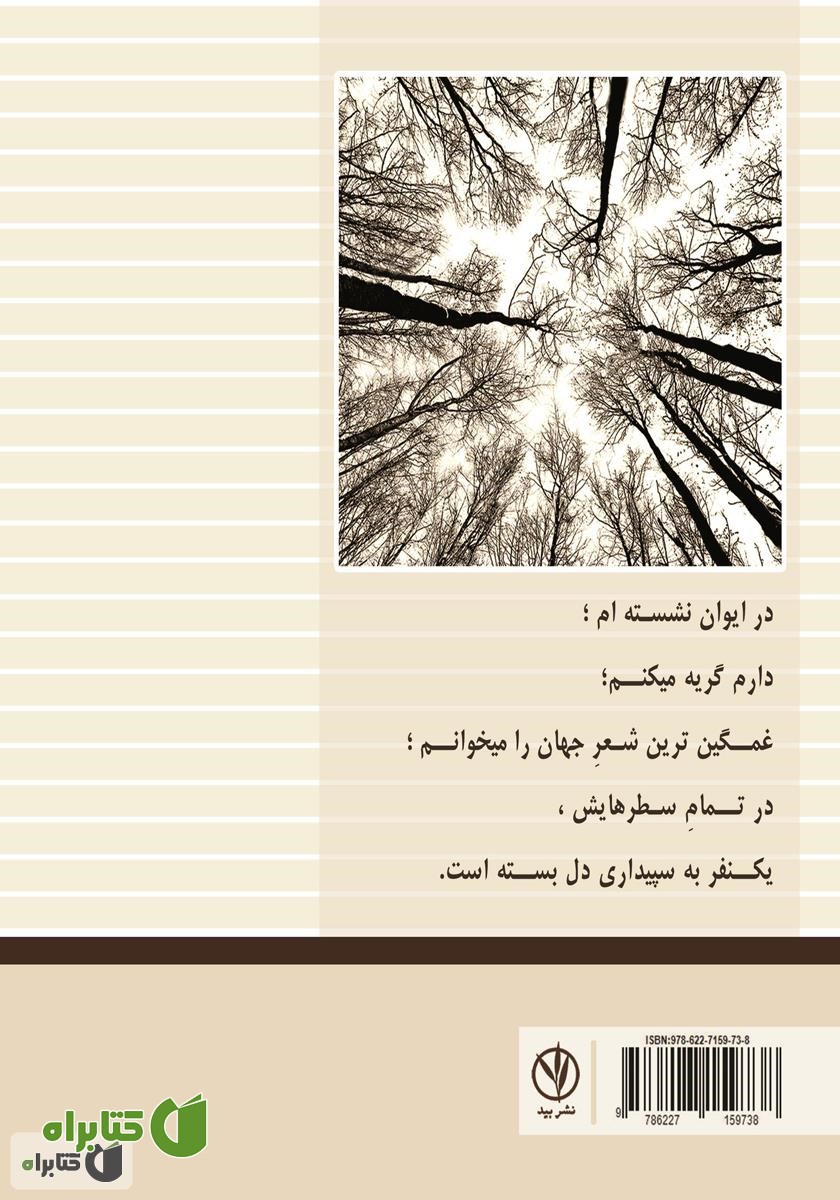 پشت جلد کتاب نام تمام کوچه‌های دلم سپیدار است