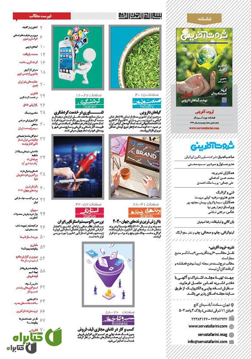 پشت جلد فصلنامه ثروت آفرینی - شماره 6 و 7