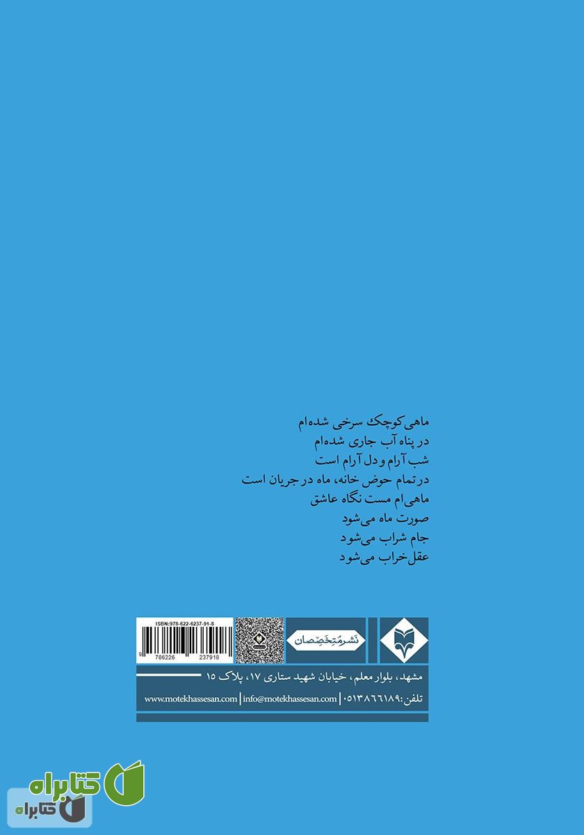 پشت جلد کتاب ماهی کوچک سرخی شده‌ام