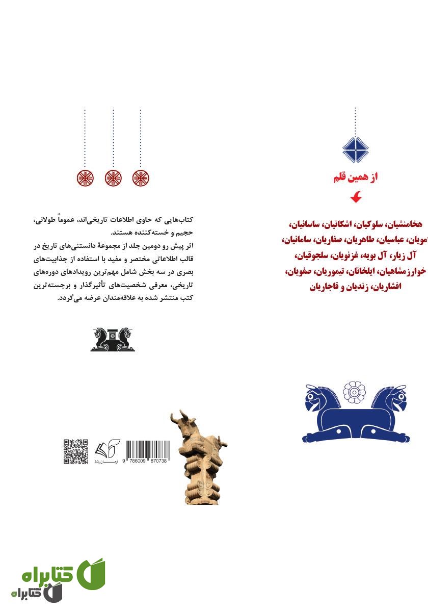 پشت جلد کتاب دانستنی‌های تاریخ ایران و جهان 2: اوایل اسلام و امویان، عباسیان، طاهریان، صفاریان و سامانیان (شخصیت‌ها و رویدادها)