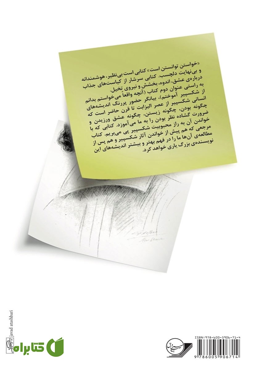 پشت جلد کتاب خواستن توانستن است یا آنچه واقعا می‌خواستم بدانم از شکسپیر آموختم