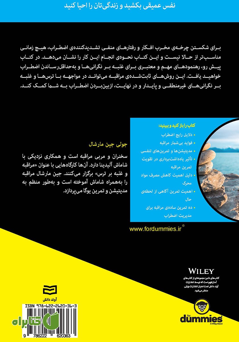 پشت جلد کتاب مدیریت اضطراب با مراقبه
