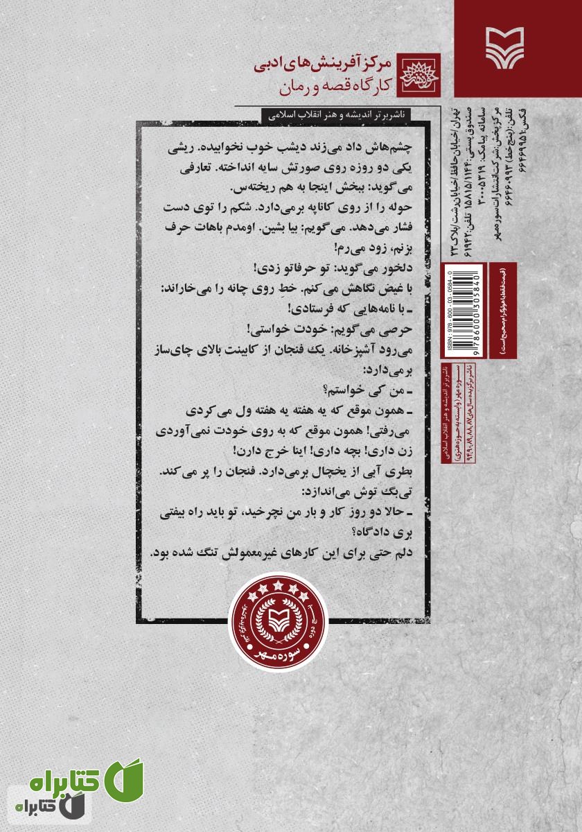 پشت جلد کتاب زمستان سرد و شمعدانی‌های ترمه‌ای