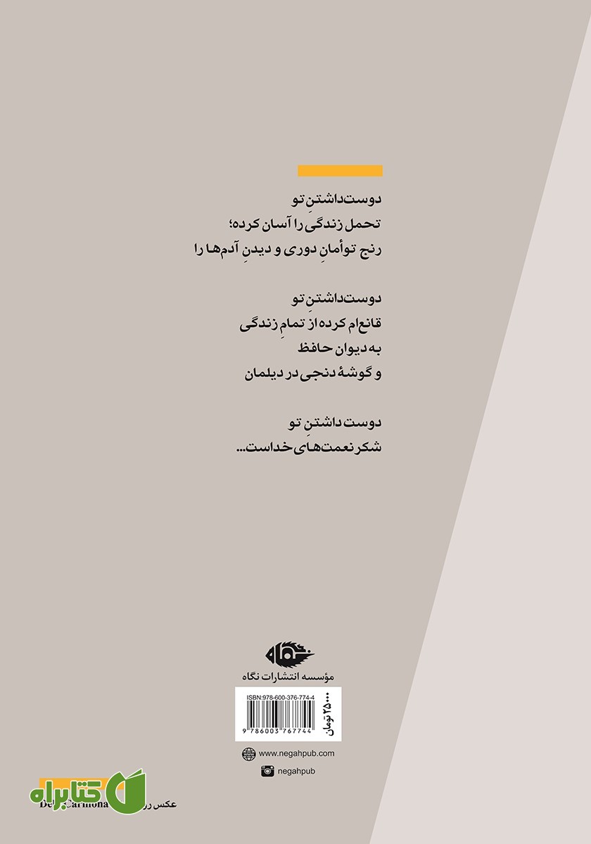پشت جلد کتاب بی‌تفاوتی در نور زرد