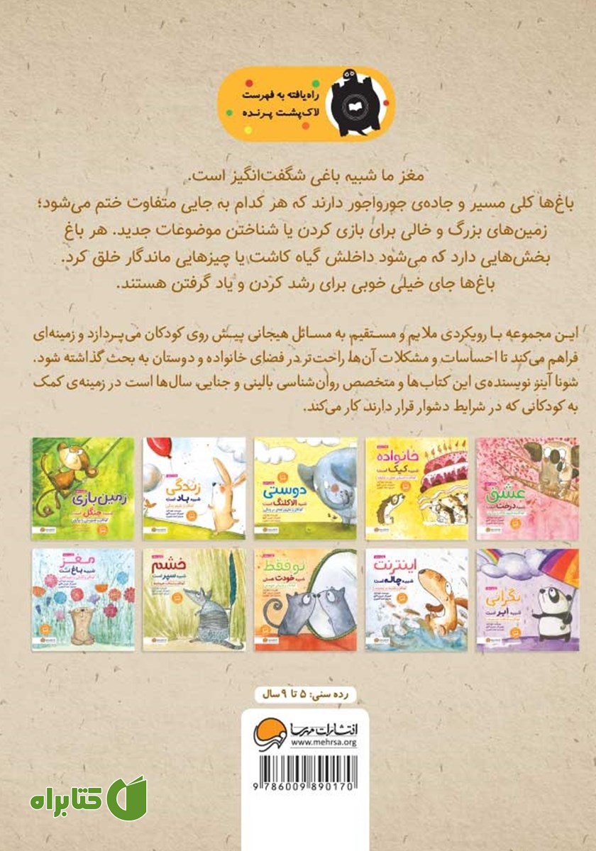 پشت جلد کتاب مغز شبیه باغ است