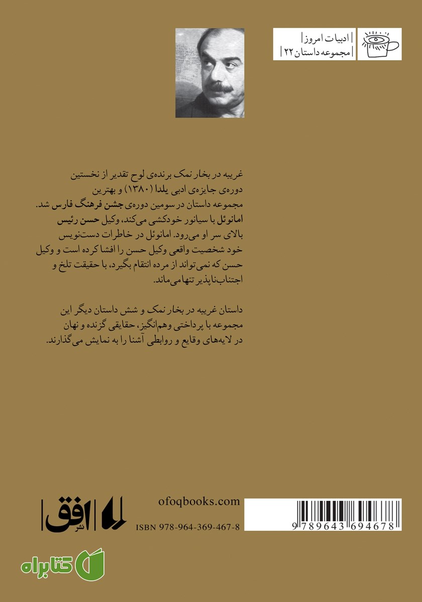 پشت جلد کتاب غریبه در بخار نمک