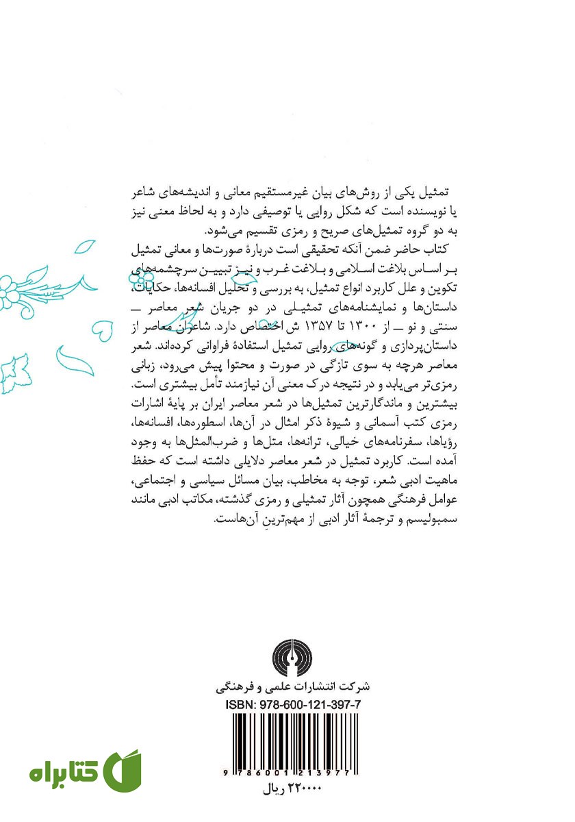 پشت جلد کتاب آینه معنی
