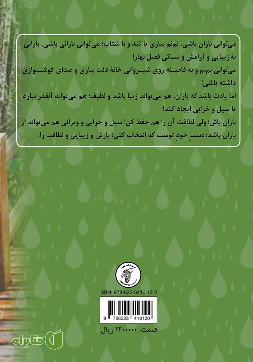 پشت جلد کتاب بوسه بر باران