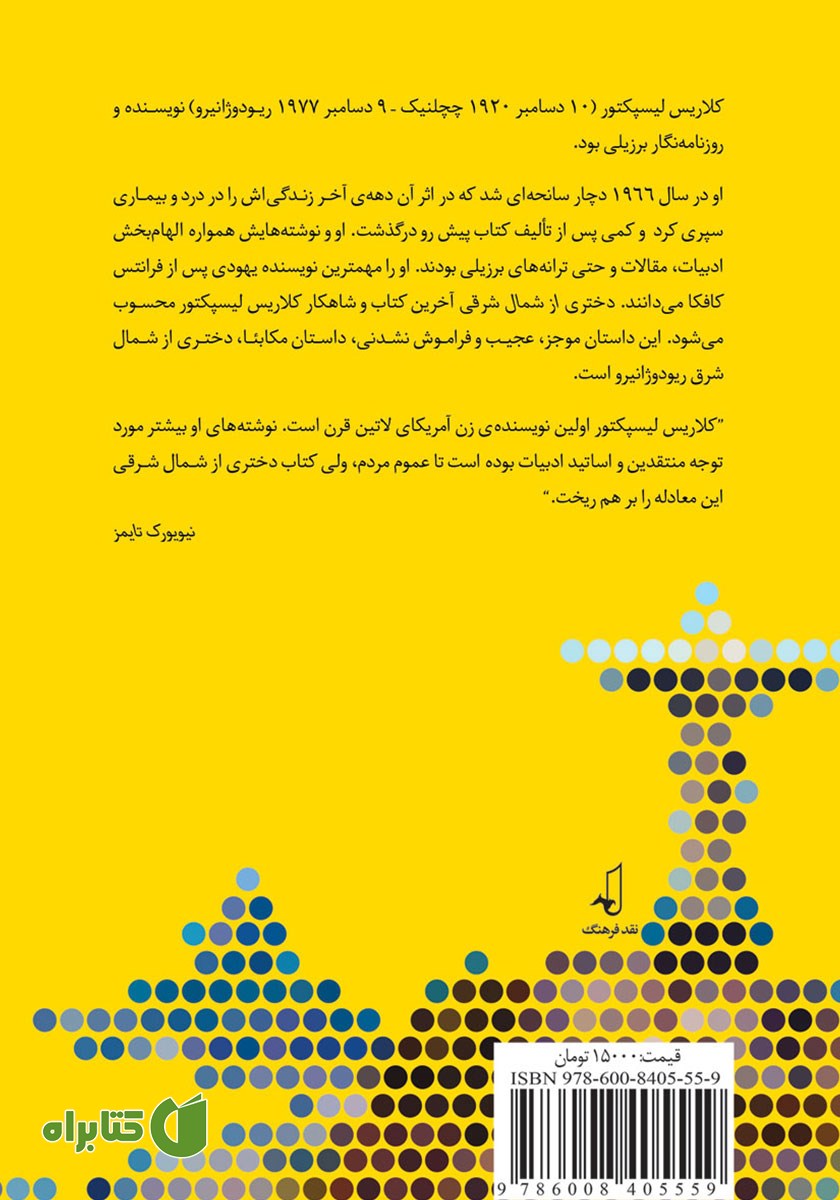 پشت جلد کتاب دختری از شمال شرقی