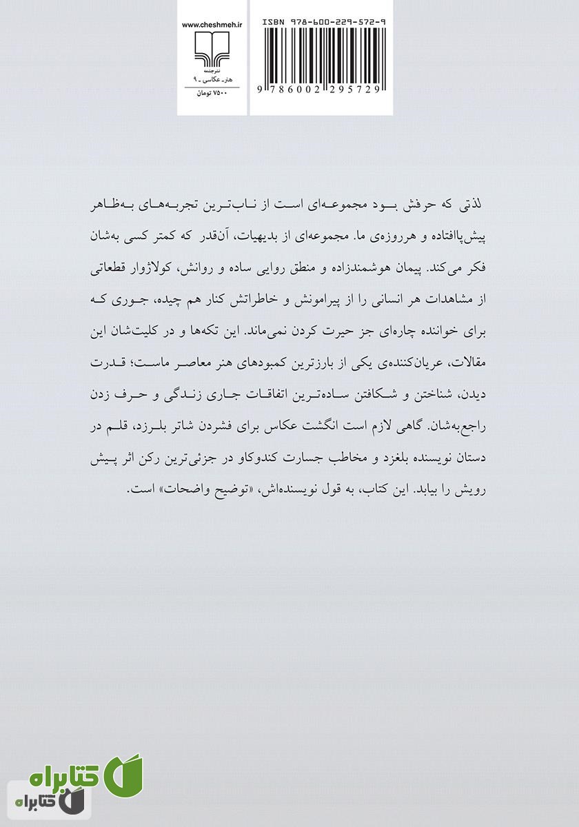 پشت جلد کتاب لذتی که حرفش بود: شش تک نگاری درباره‌ی دیدن و زیستن