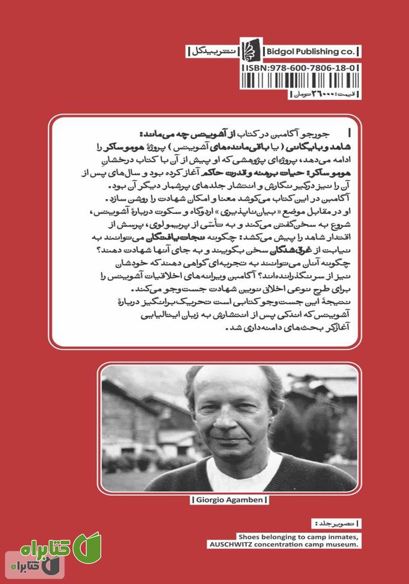 پشت جلد کتاب باقی مانده‌های آشویتس:‌ شاهد و بایگانی