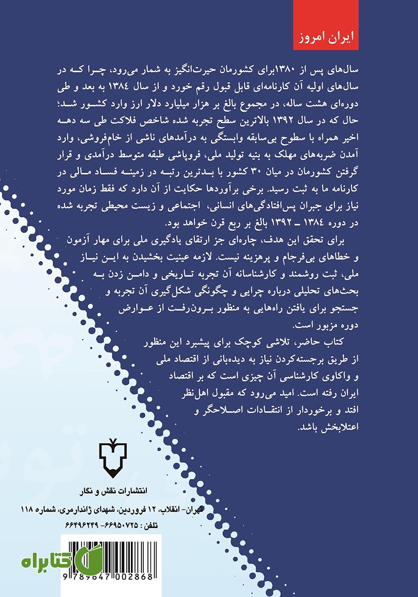 پشت جلد کتاب اقتصاد سیاسی توسعه در ایران امروز