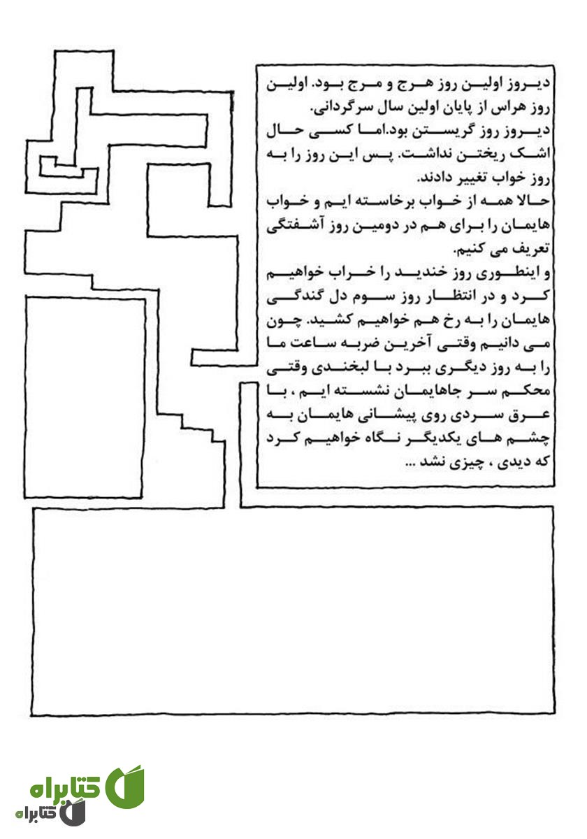 پشت جلد کتاب در ابرها، داستان بلند یک سرگردانی کوتاه