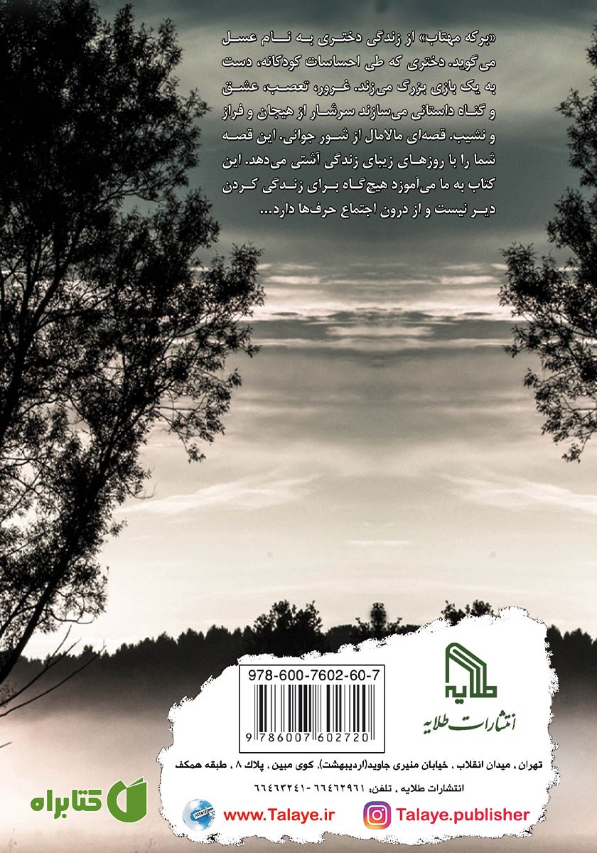 پشت جلد کتاب برکه مهتاب