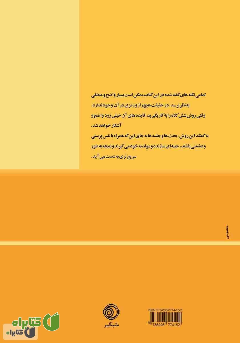 پشت جلد کتاب شش کلاه تفکر