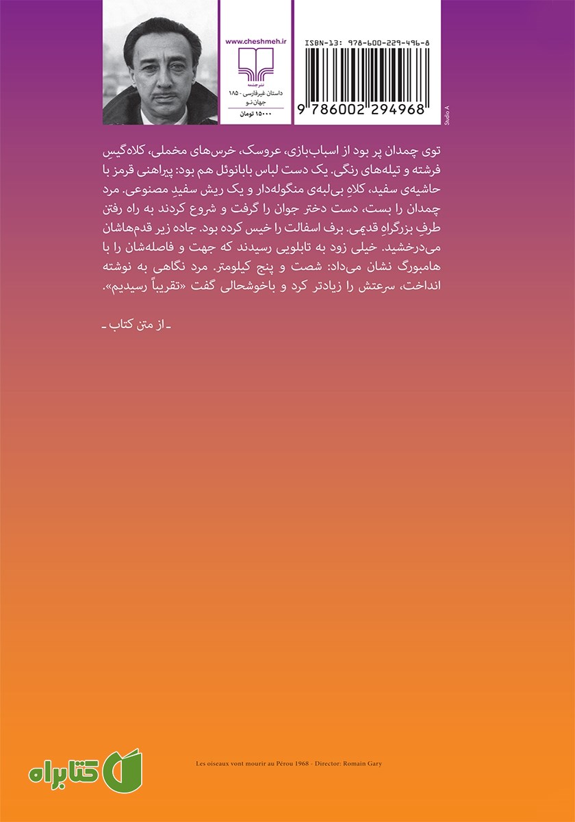 پشت جلد کتاب پرندگان می‌روند در پرو بمیرند