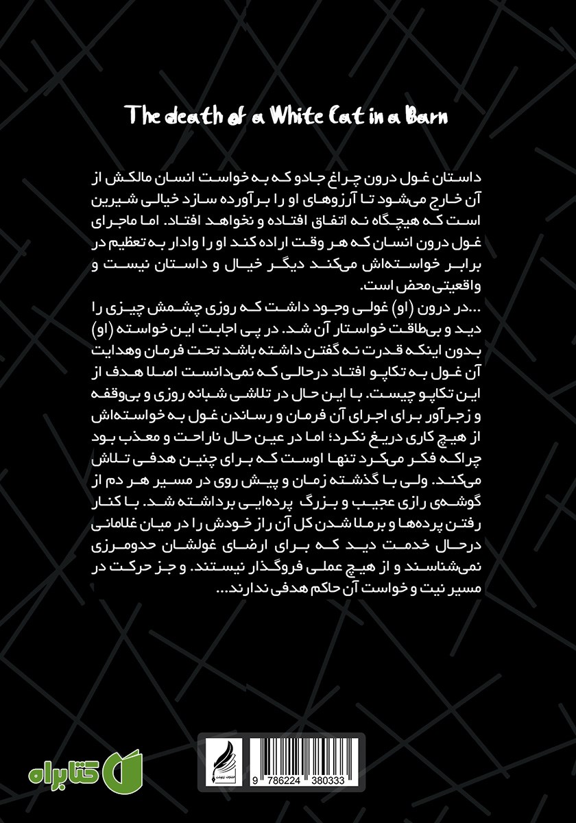 پشت جلد کتاب مرگ گربه سفید در انباری