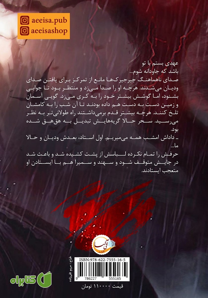 پشت جلد کتاب در انتهای کوهستان سرد