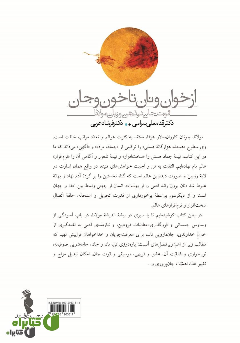 پشت جلد کتاب از خوان و نان تا خون و جان: قوت جان در ذهن و زبان مولانا